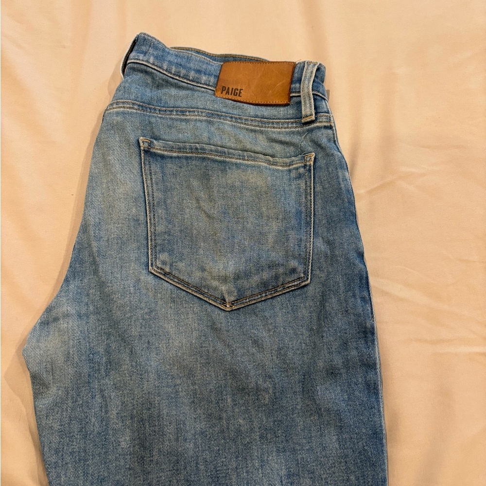 PAIGE Light Wash Blue Straight Leg Jeans